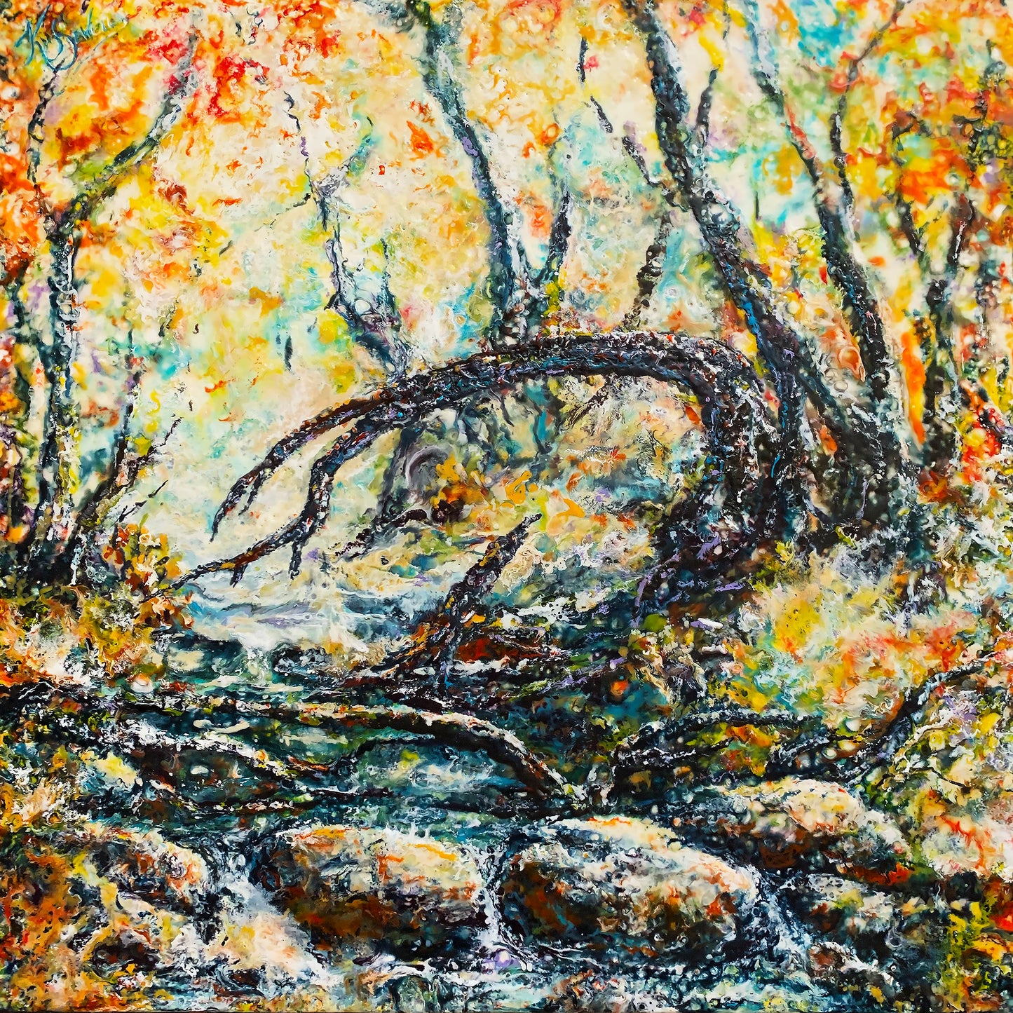"Penetrating the Layers" by J K (Karen) Phillips Sewell, Original Encaustic