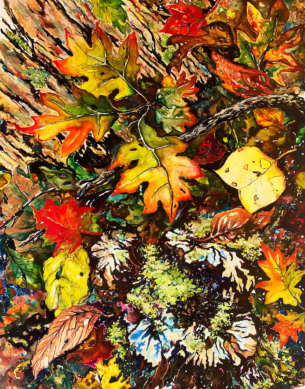 "Down on the Floor" by J K (Karen) Phillips Sewell, Acrylic Inks