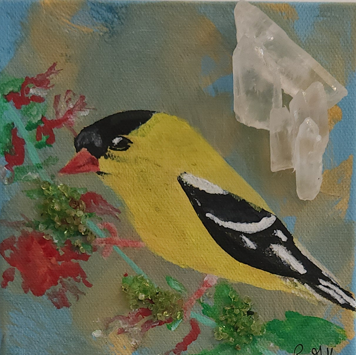 "Sunny Goldfinch" by Pam Goff-Mixed Media
