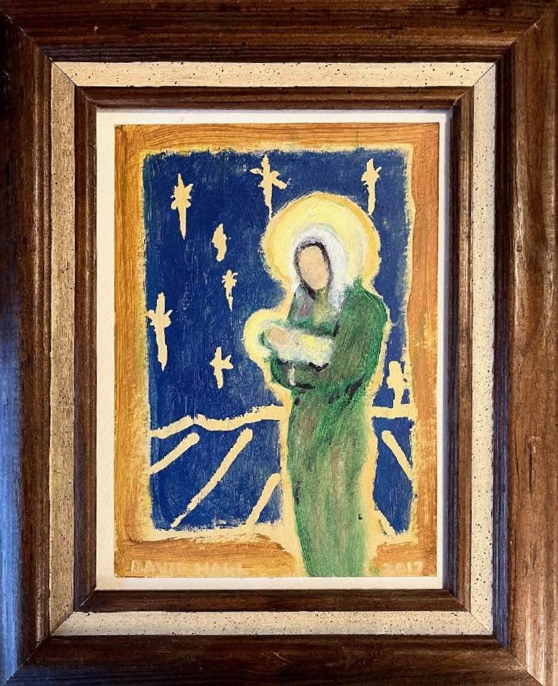 "Madonna on Blue" by David Hall - Acrylic