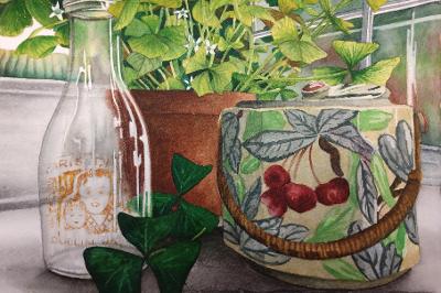 "Shamrocks and Cherries" by Lori Sutphin - Watercolor