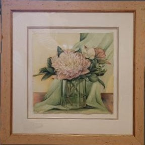 "Peonies in Glass" by Lori Sutphin - Watercolor