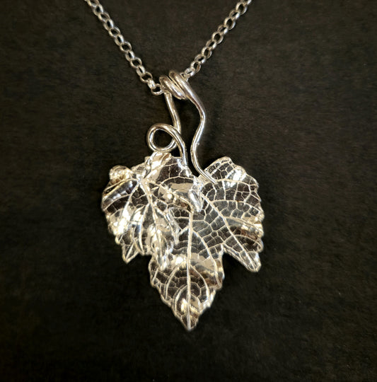 Sterling Silver Grape Leaf Duo pendant - Nell Fredericksen - Jewelry