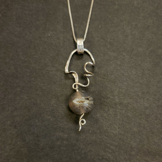 Sterling Silver and Druzzy Agate bead Pendant- Nell Fredericksen - Jewelry