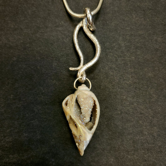 Sterling Silver and Fossilized Seashell Pendant- Nell Fredericksen - Jewelry