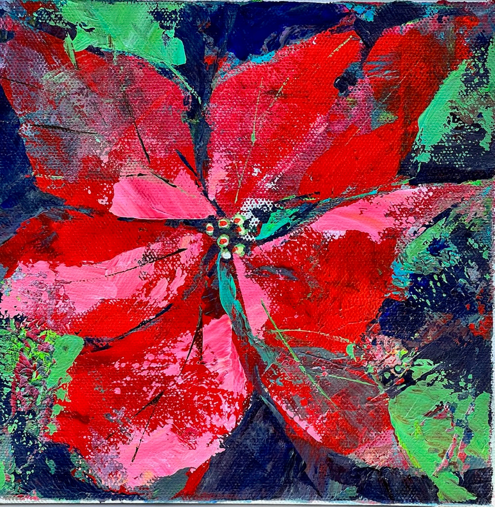 "Poinsettia III" by Ruth Lefko - Acrylic