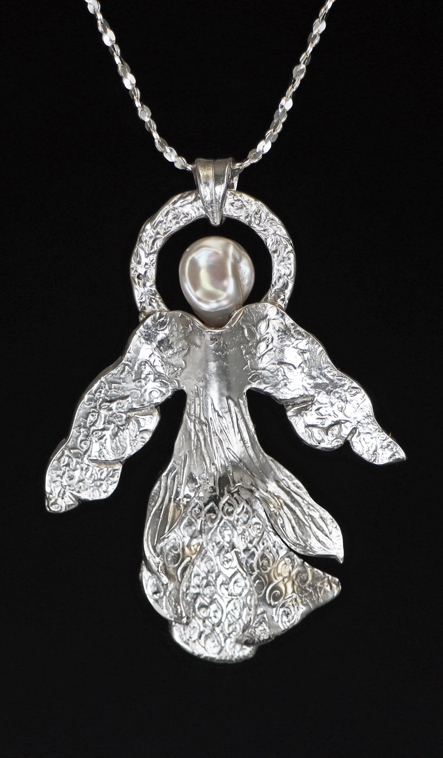 Sterling Silver and pearl Angel Pendant - Nell Fredericksen - Jewelry