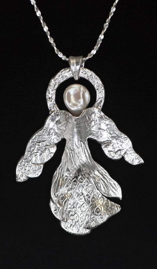 Sterling Silver and pearl Angel Pendant - Nell Fredericksen - Jewelry