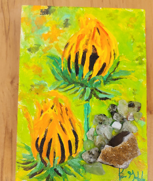 "Brown Eyed Suzies" by Pam Goff-Mixed Media-POS