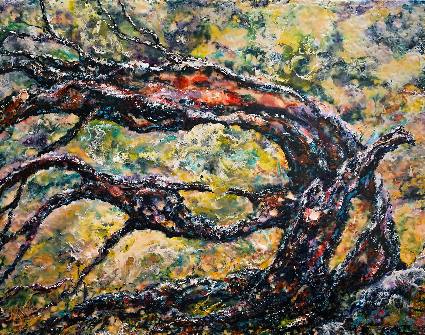"Contorted" by J K (Karen) Phillips Sewell, Original Encaustic