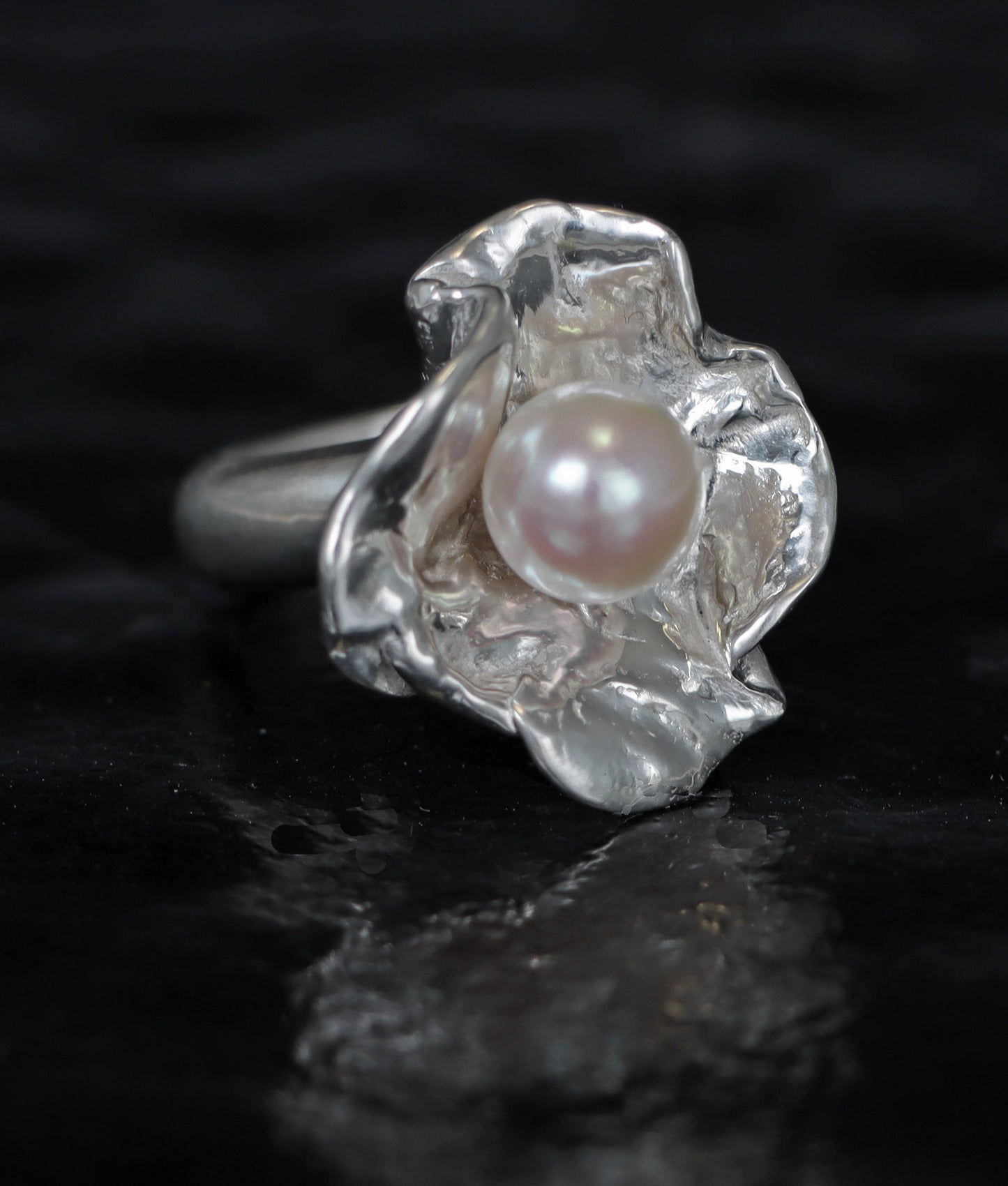Sterling Silver Floral and Pearl ring - Nell Fredericksen - Jewelry