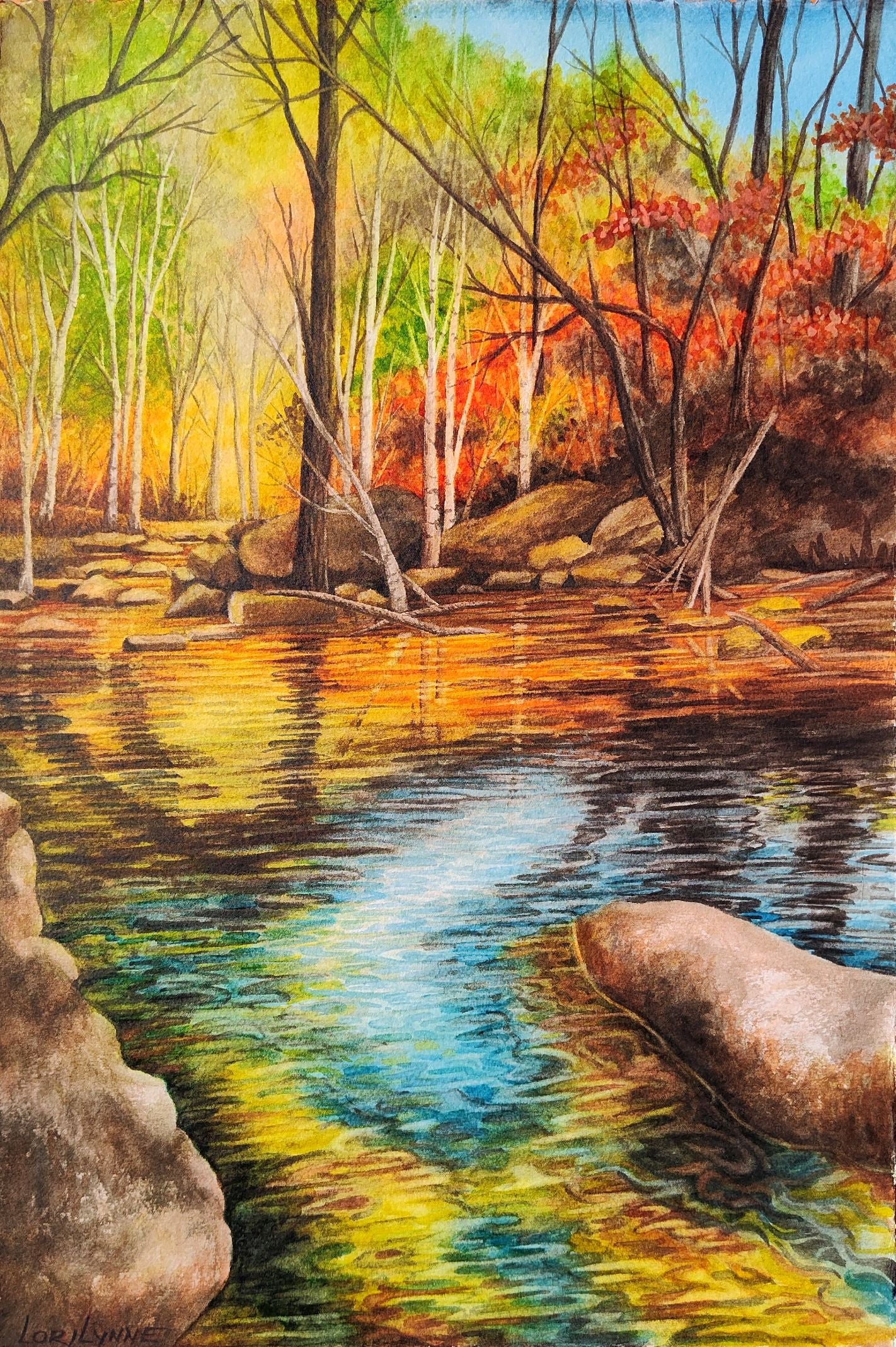 "Fall Stream" by Lori Sutphin - Watercolor