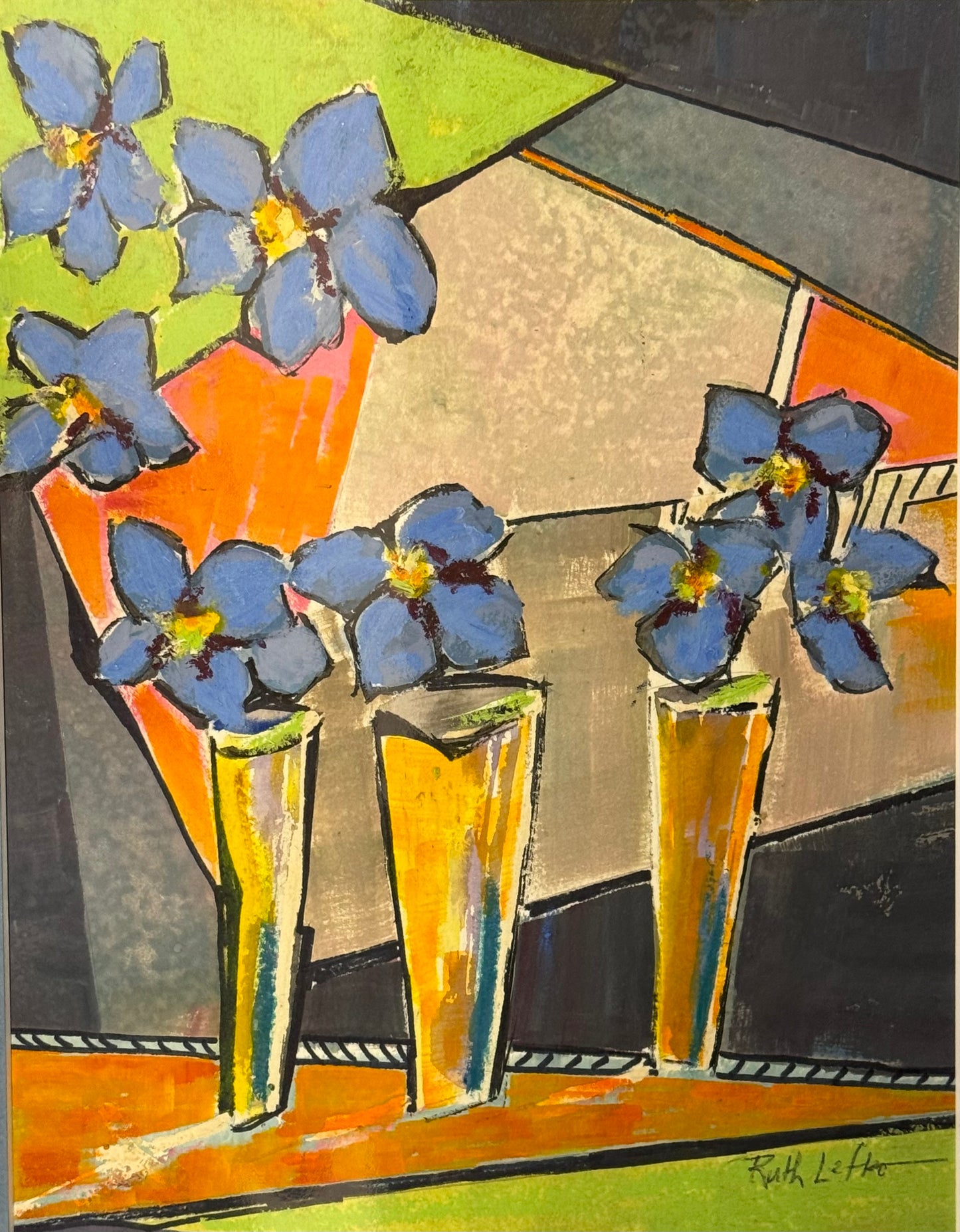 "Stained Glass View" by Ruth Lefko - Gouache Original