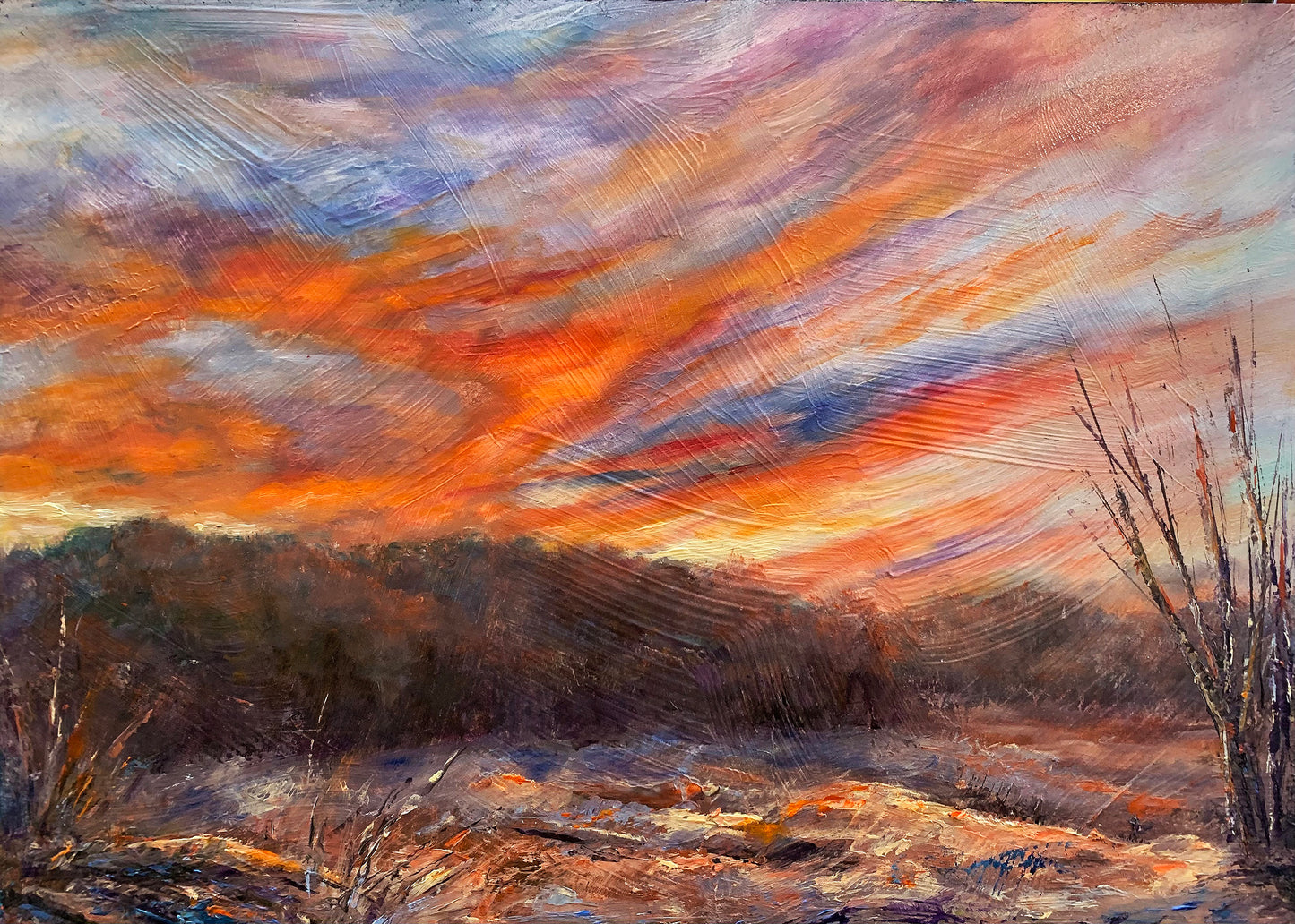 "Red Skies at Nightfall" by J K (Karen) Phillips Sewell, Oil