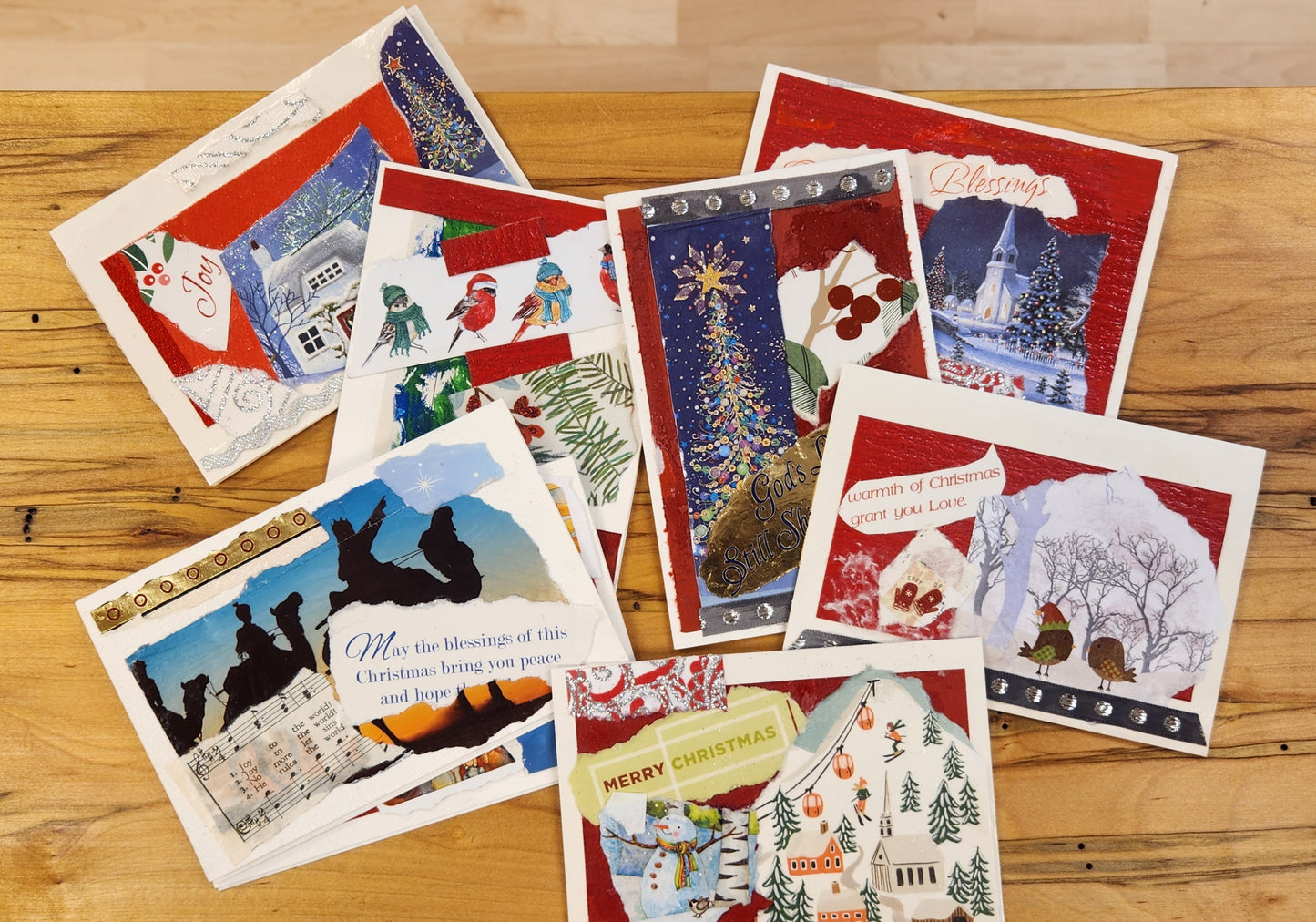 "Collage Christmas Cards" by Pam Goff-Mixed Media