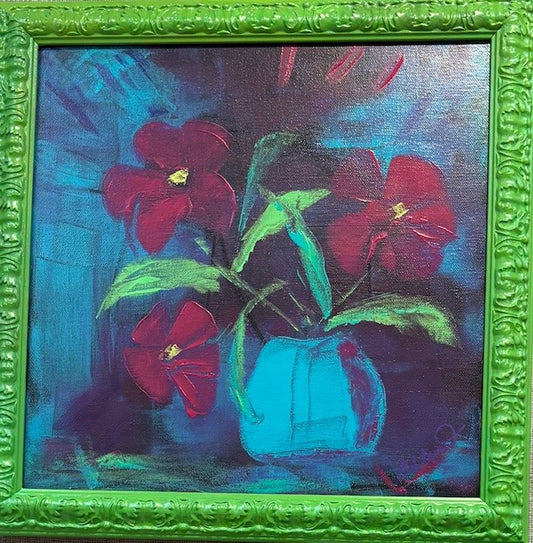 "Dancing Among Roses" acrylic by Linda Edlund POS