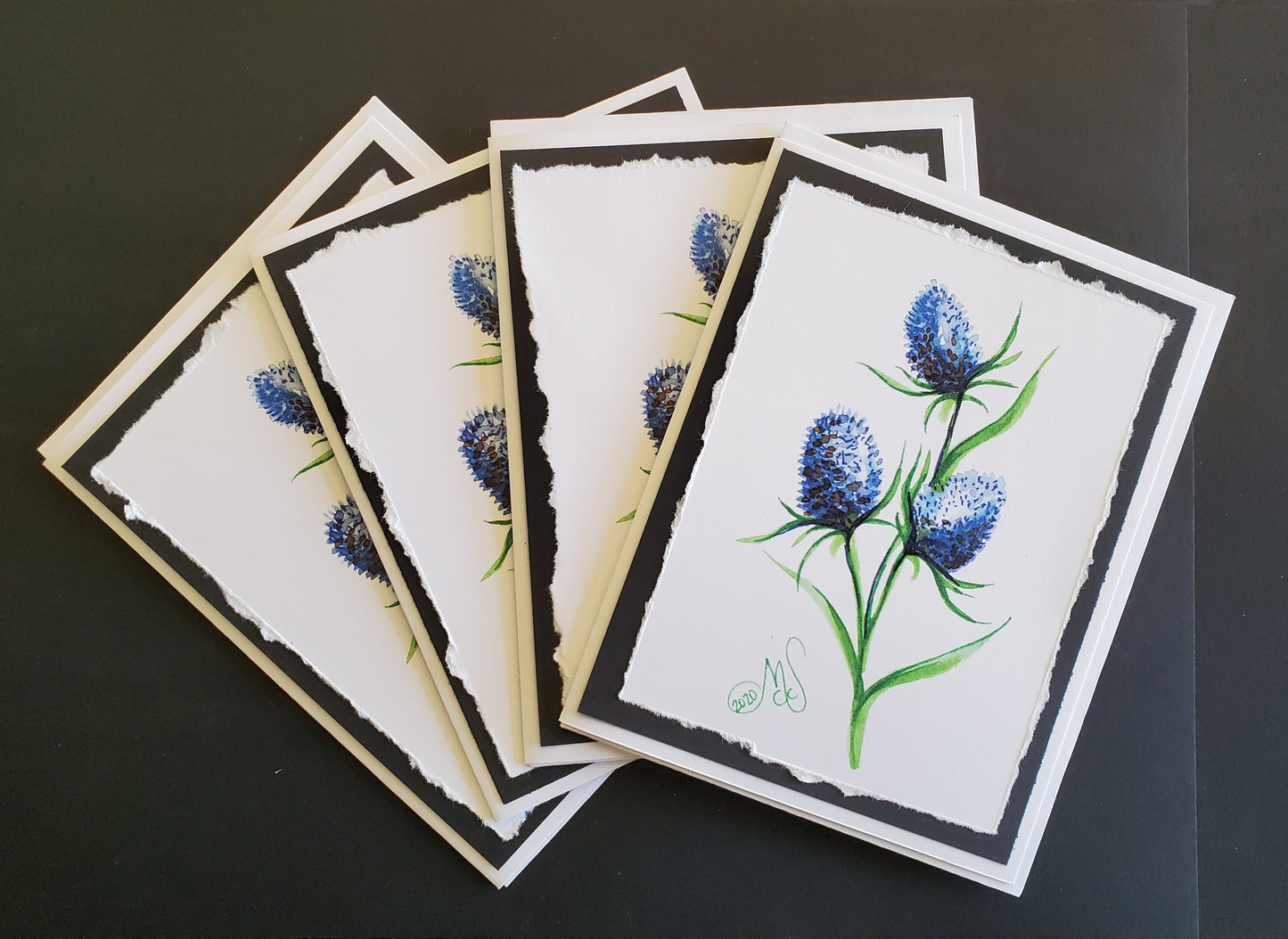 Handmade "Thistle" Art Note Card 4 Pack