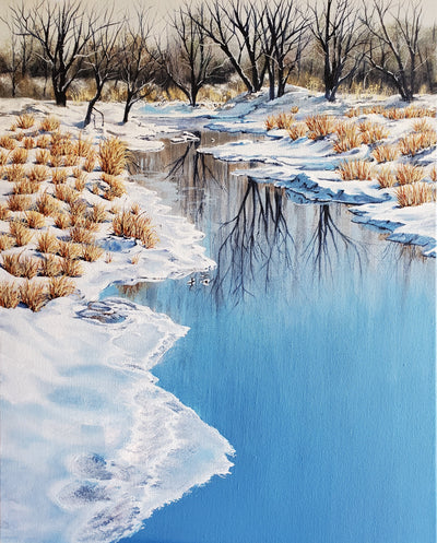 "Snowy Creek Reflections" by Selena Doolittle McColley - Acrylic
