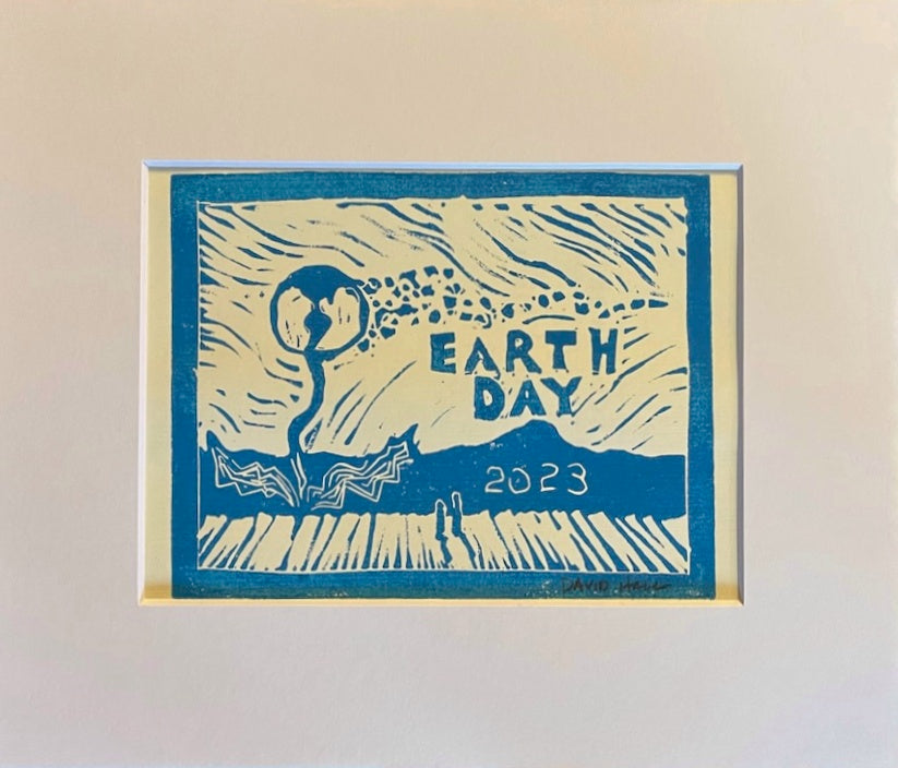 "EARTH DAY 2023" by David Hall - Block Print