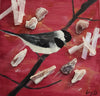 "Black Capped Chickadee" by Pam Goff - Mixed Media-pos