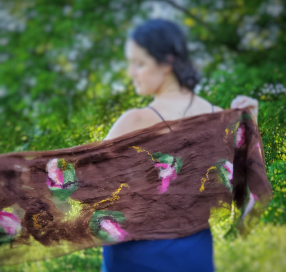 Brown and Pink Felted Scarf by Jenny Traynham - Textile Art