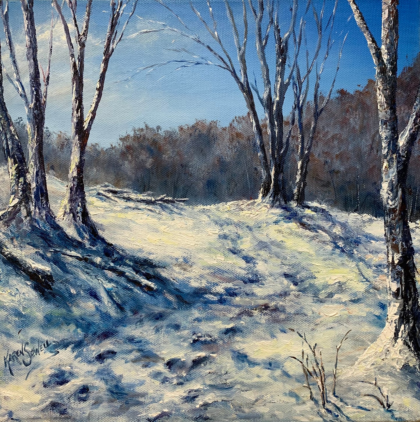 "Footprints" by J K (Karen) Phillips Sewell, Oil on Canvas