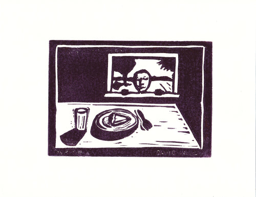 "Looking for Pie" by David Hall - Block Print