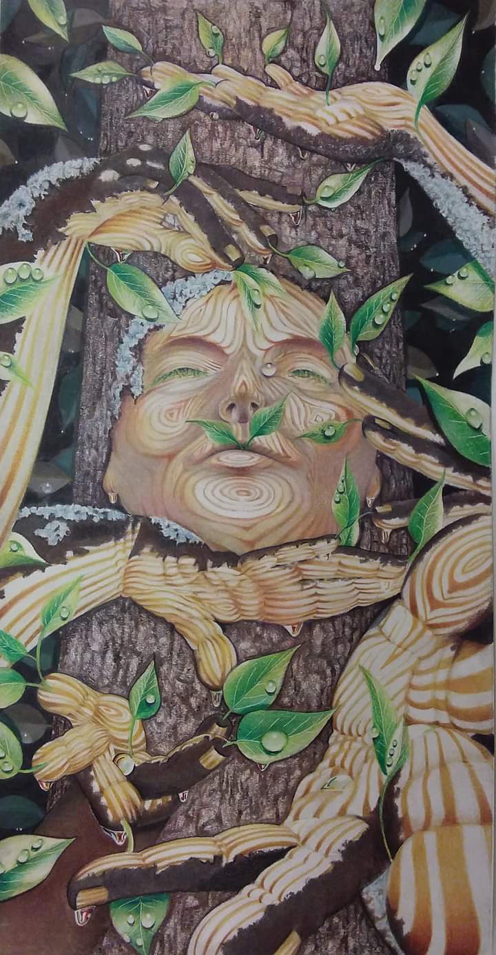 "Me As A Tree" by Jennifer Carpenter - colored pencil original