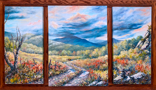 "Passing Through" by J K (Karen) Phillips Sewell, Original Oil Triptych