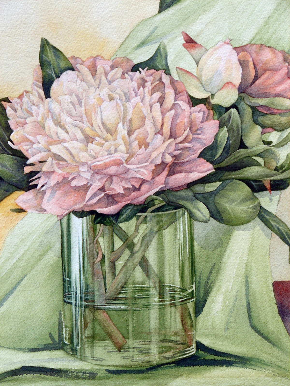 "Peonies in Glass" by Lori Sutphin - Watercolor