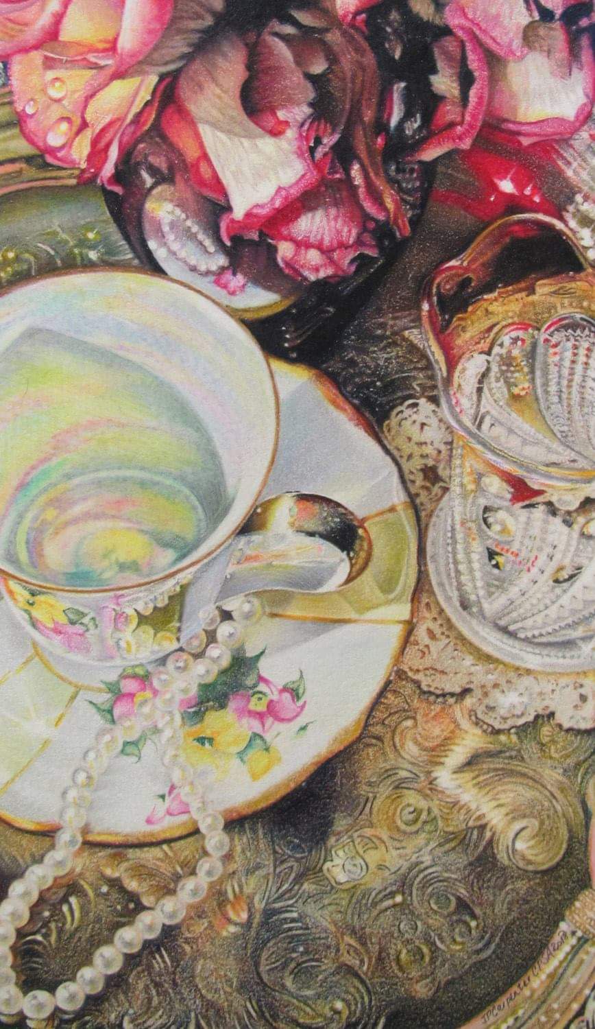 "Tea for Two, Missing You" by Jennifer Carpenter - Colored Pencil