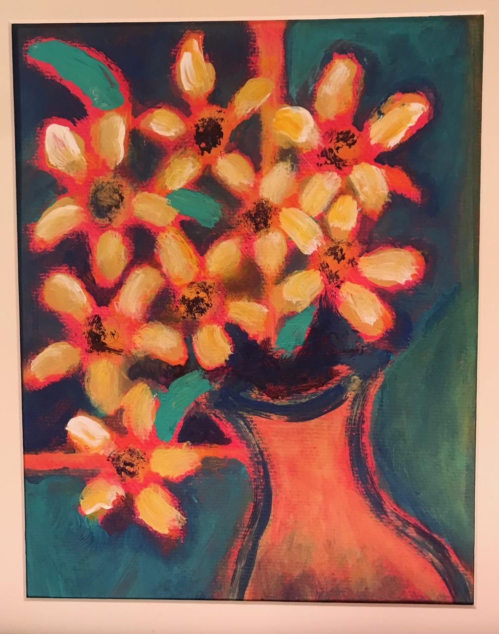 "Flowers in Vase 2021" by David Hall - Acrylic